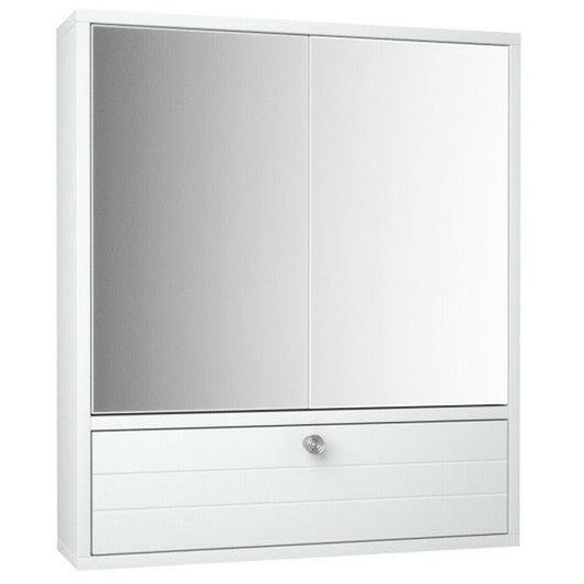 Costway White Double Door Wall-Mounted Bathroom Mirrored Medicine Cabinet