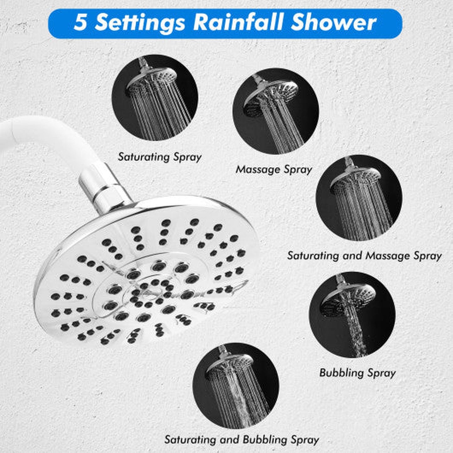 Costway White High Pressure Combo Handheld Shower Head