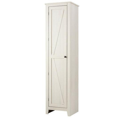 Costway White Linen Tower Bathroom Storage Cabinet Tall Slim Side Organizer with Shelf
