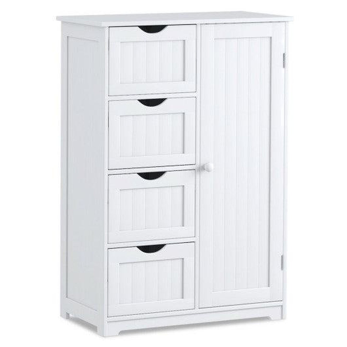 Costway White Standing Indoor Wooden Cabinet with 4 Drawers