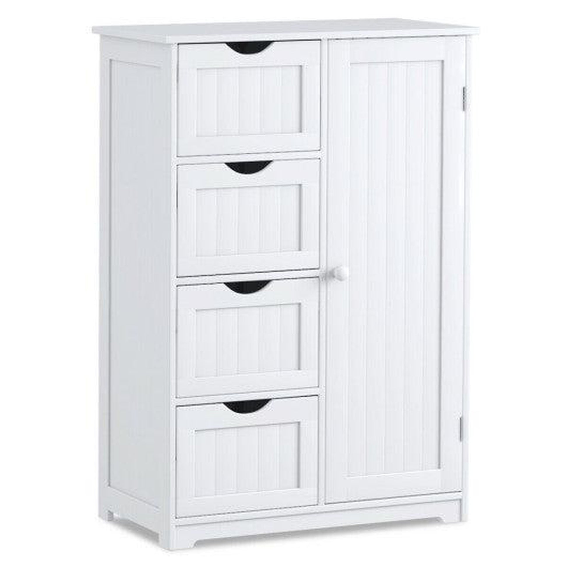 Costway White Standing Indoor Wooden Cabinet with 4 Drawers
