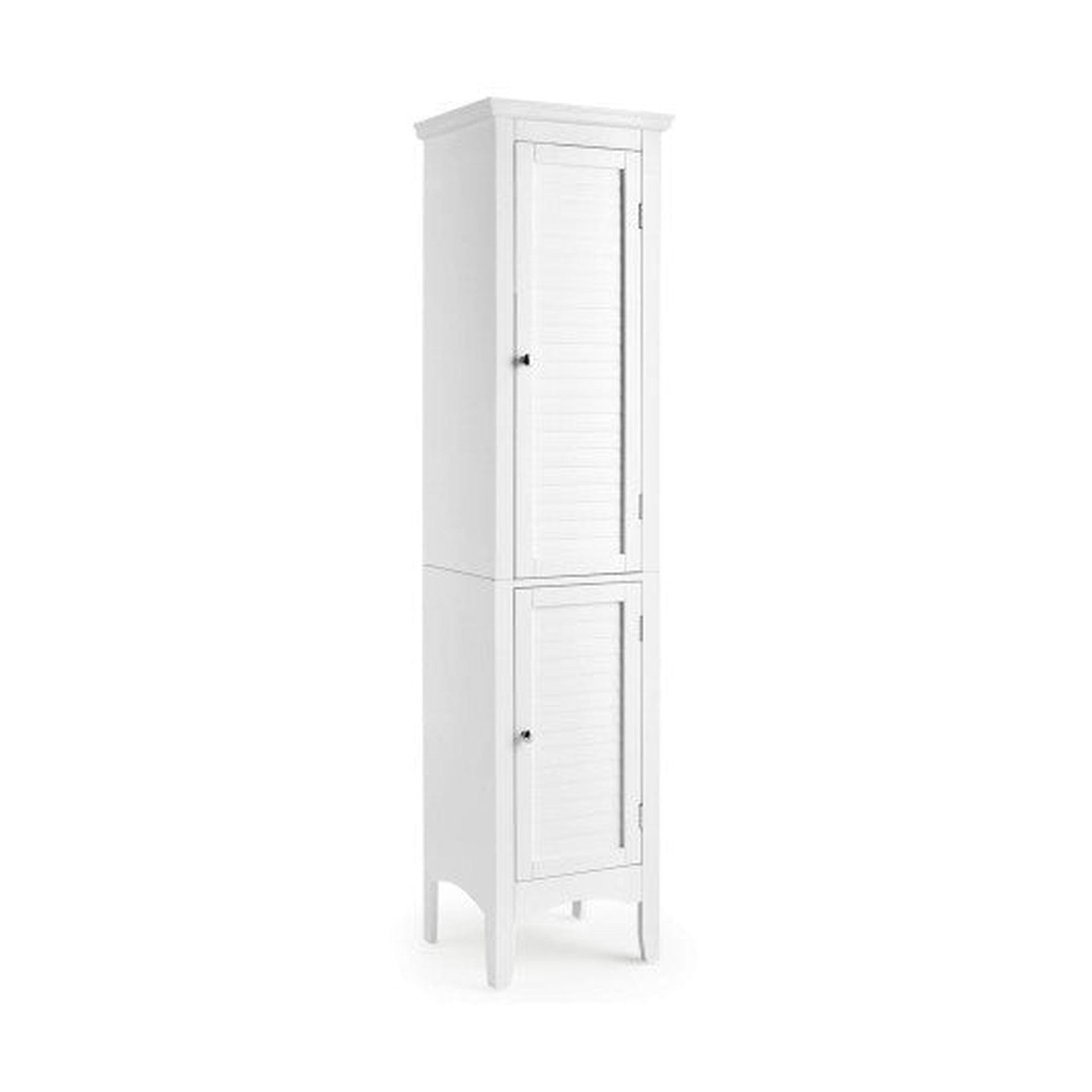 Tall Bathroom Floor Cabinet with Shutter Doors and Adjustable Shelf-Gray | Costway