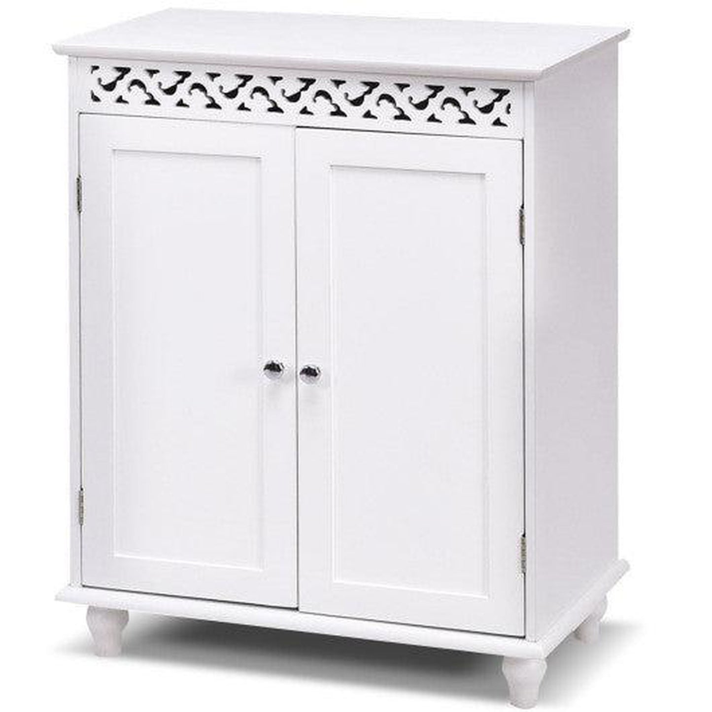 Costway White Wooden 2-Door Storage Cabinet Cupboard