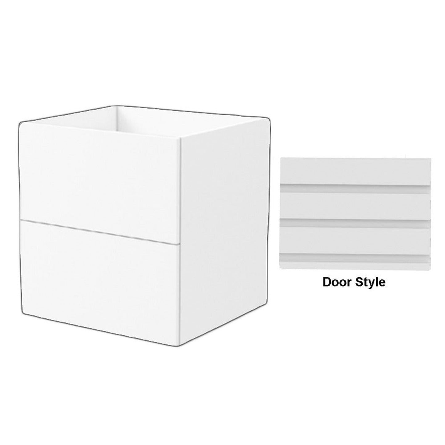 DM Bath 12" Blue Grey Finish Storage Cabinet Attachment with Horizontal Flutted Wide Door Style