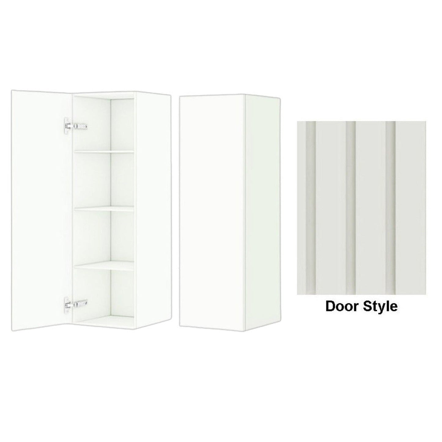 DM Bath 12" x 37" Iron Grey Finish Wall-Mount Center Storage Tower with Flutted Wide Door Style