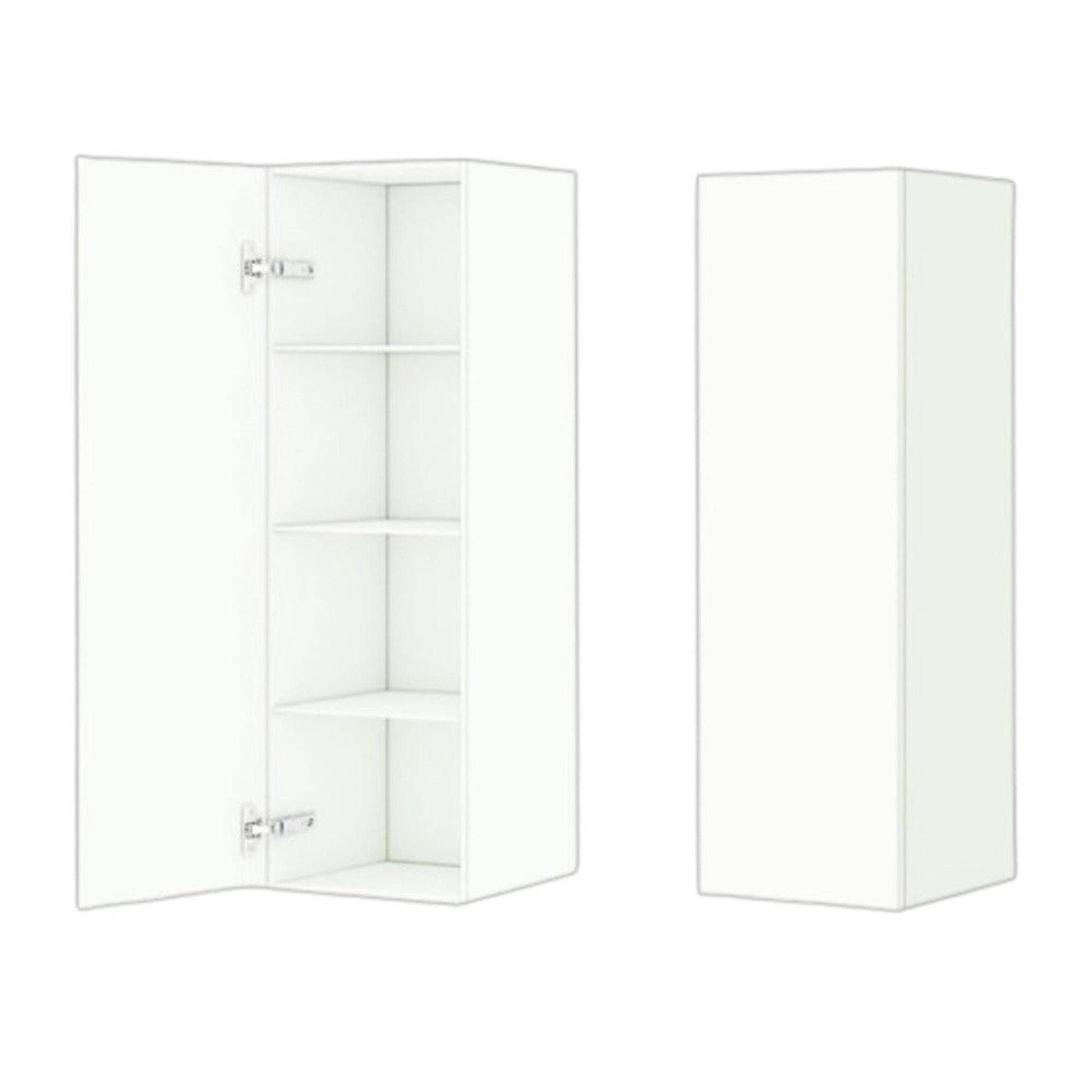 DM Bath 12" x 37" Light Greige Finish Wall-Mount Center Storage Tower with Slab Door Style