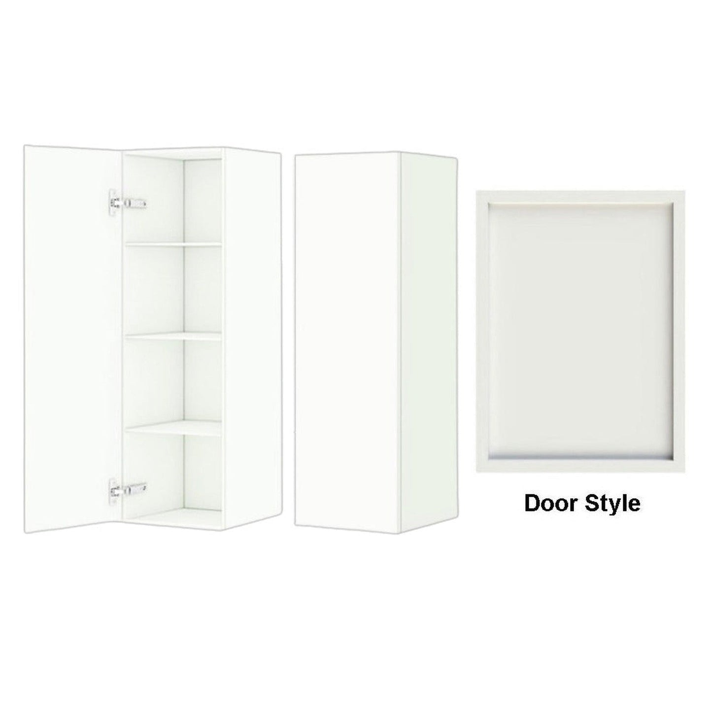 DM Bath 12" x 37" Light Grey Finish Wall-Mount Center Storage Tower with Slim Shaker Door Style