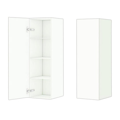DM Bath 12" x 37" Light Grey Finish Wall-Mount Center Storage Tower with Slim Shaker Door Style