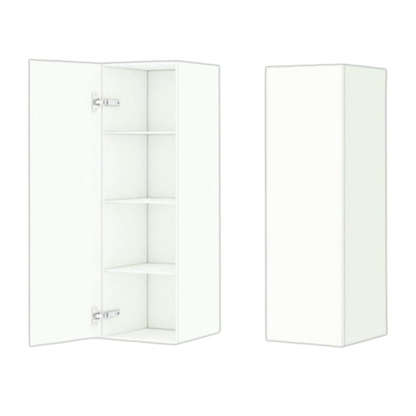 DM Bath 12" x 37" Matte Black Finish Wall-Mount Center Storage Tower with Slab Door Style