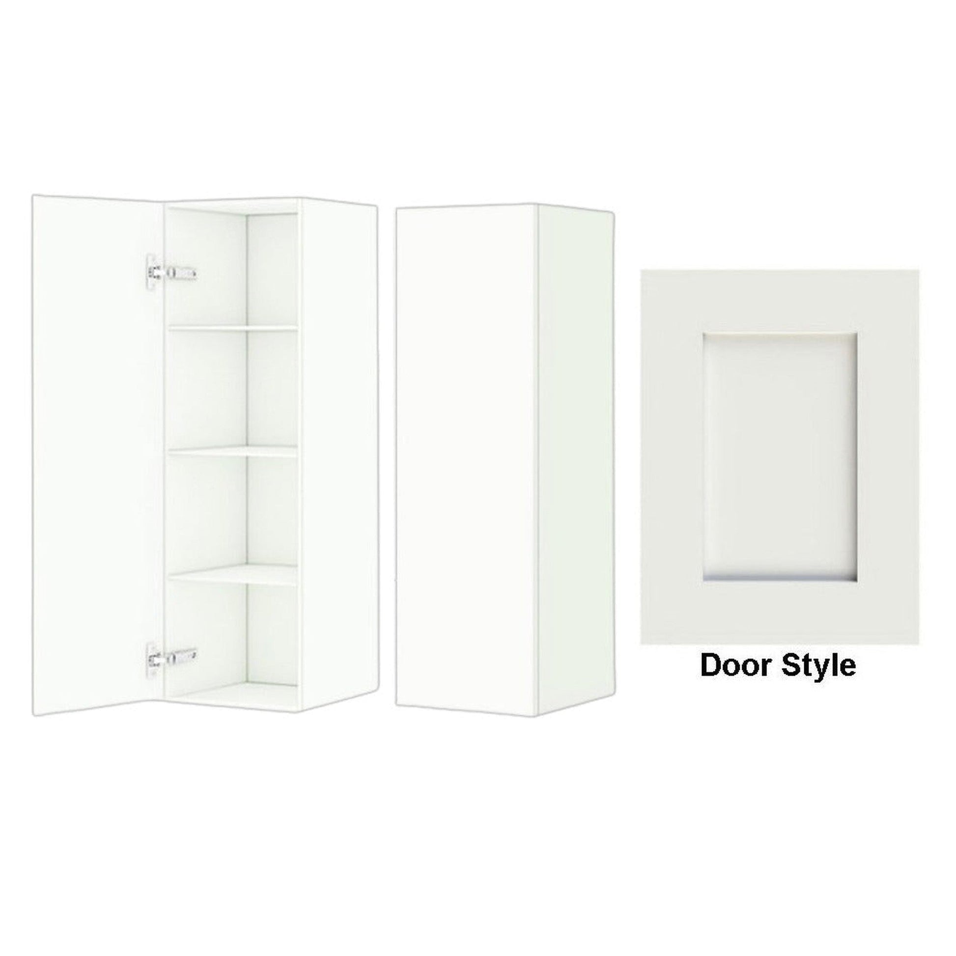 DM Bath 12" x 37" Sage Green Finish Wall-Mount Center Storage Tower with 2" Shaker Door Style