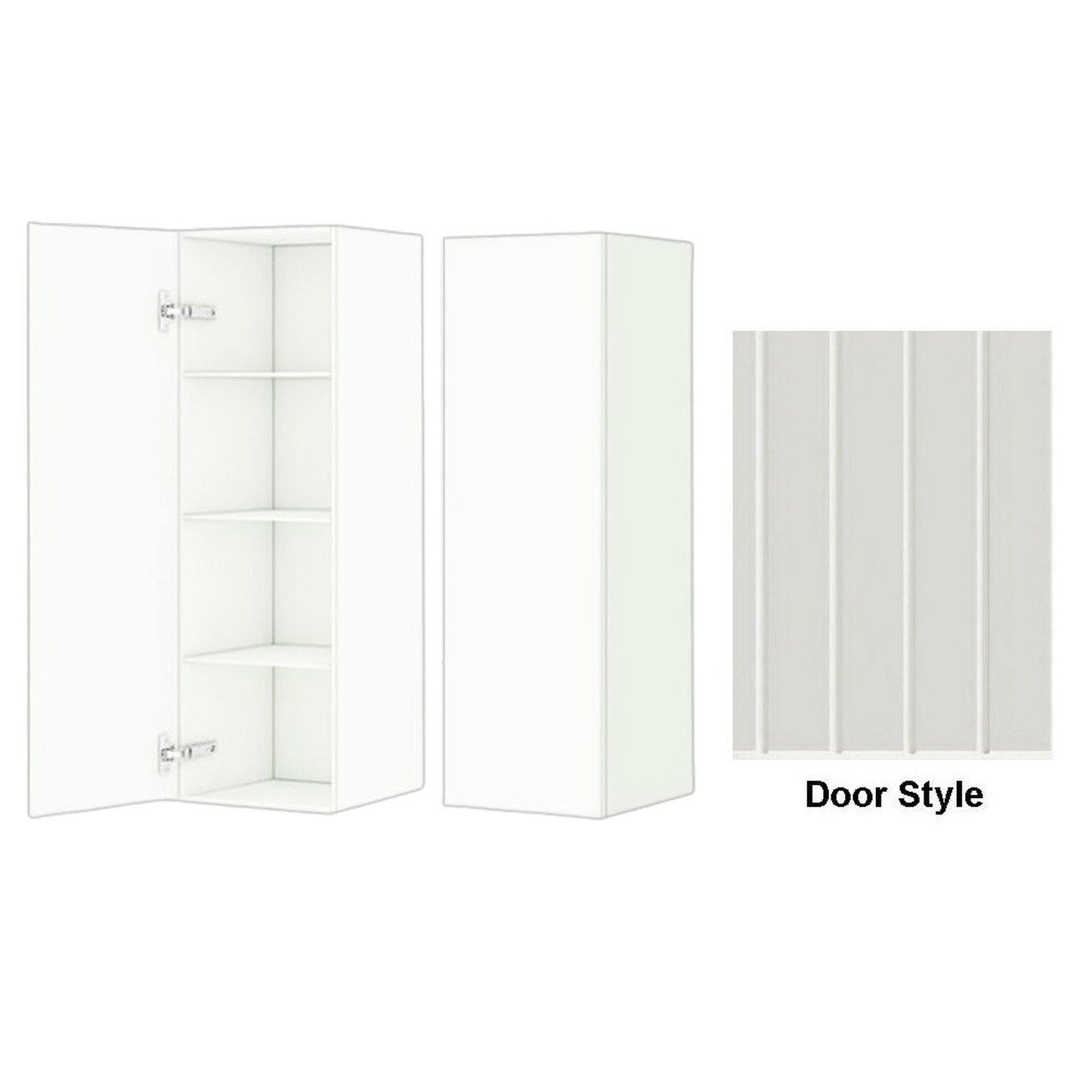 DM Bath 12" x 37" Sage Green Finish Wall-Mount Center Storage Tower with Groove Wide Door Style