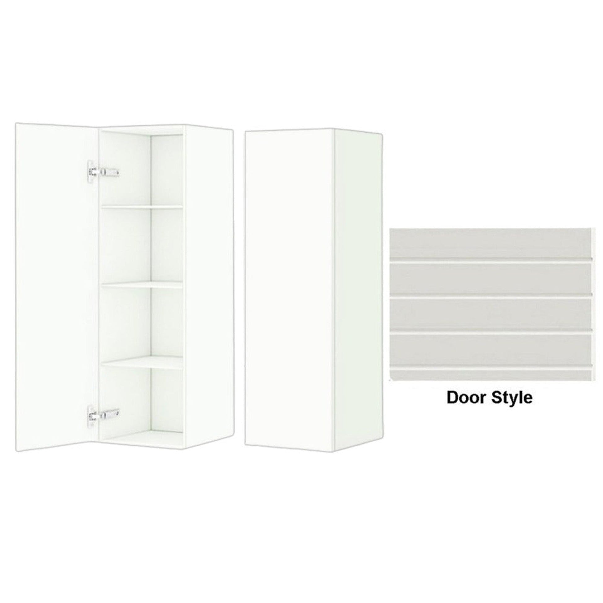DM Bath 12" x 37" Sage Green Finish Wall-Mount Center Storage Tower with Horizontal Groove Wide Door Style