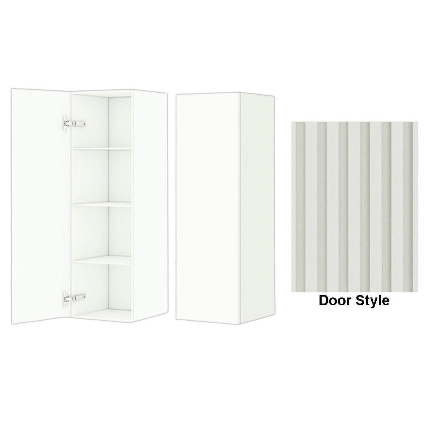 DM Bath 12" x 37" Toffee Maple Stain Wall-Mount Center Storage Tower with Flutted Narrow Door Style