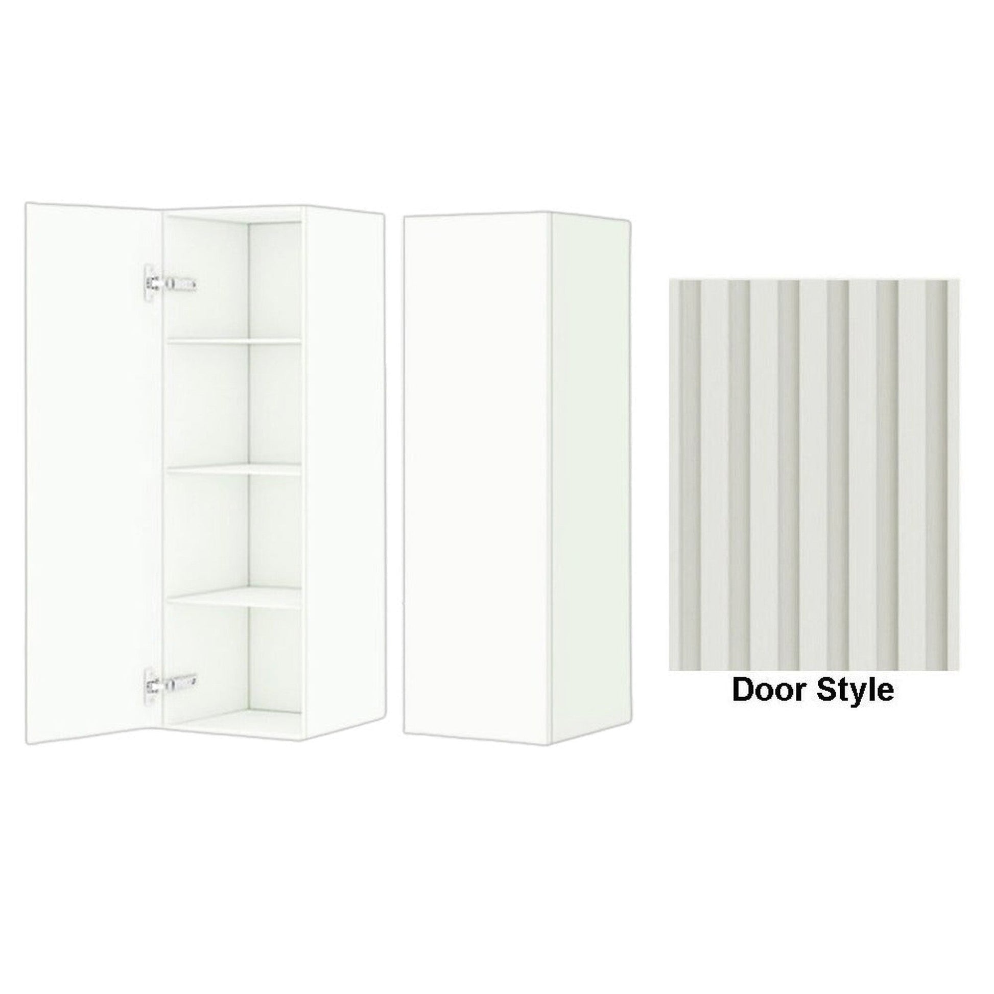 DM Bath 12" x 37" Toffee Maple Stain Wall-Mount Center Storage Tower with Flutted Narrow Door Style