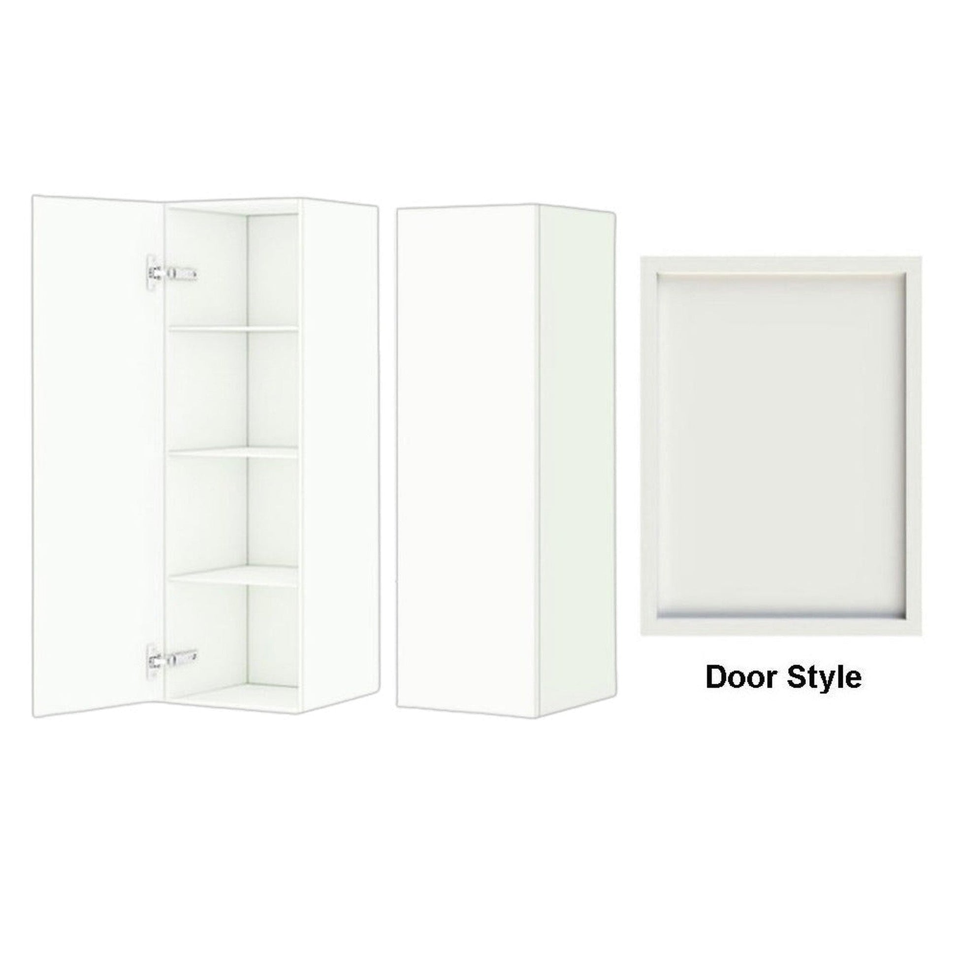 DM Bath 12" x 37" Toffee Maple Stain Wall-Mount Center Storage Tower with Slim Shaker Door Style