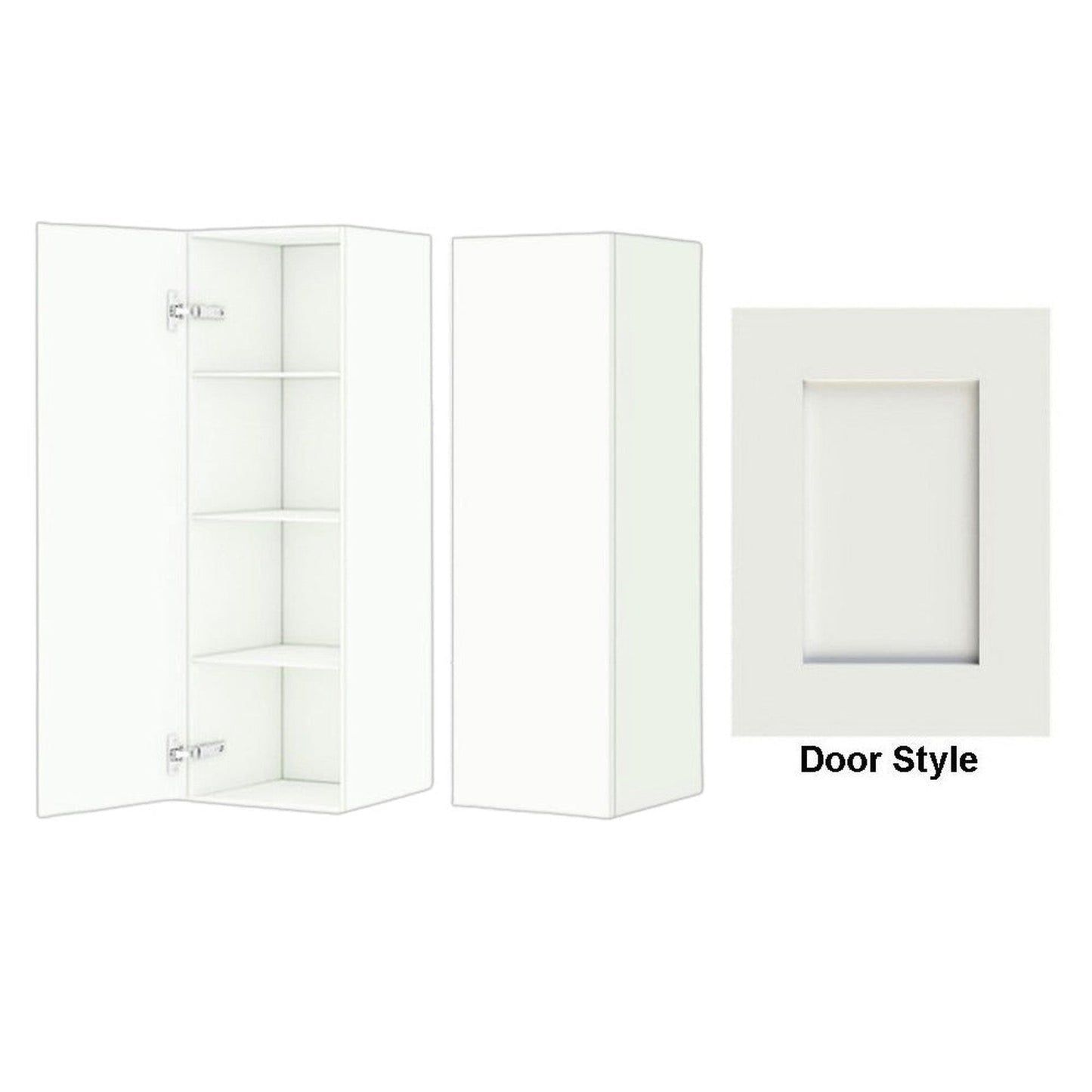 DM Bath 12" x 37" Whitewash Maple Stain Wall-Mount Center Storage Tower with 2" Shaker Door Style