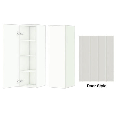 DM Bath 12" x 37" Whitewash Maple Stain Wall-Mount Center Storage Tower with Groove Wide Door Style
