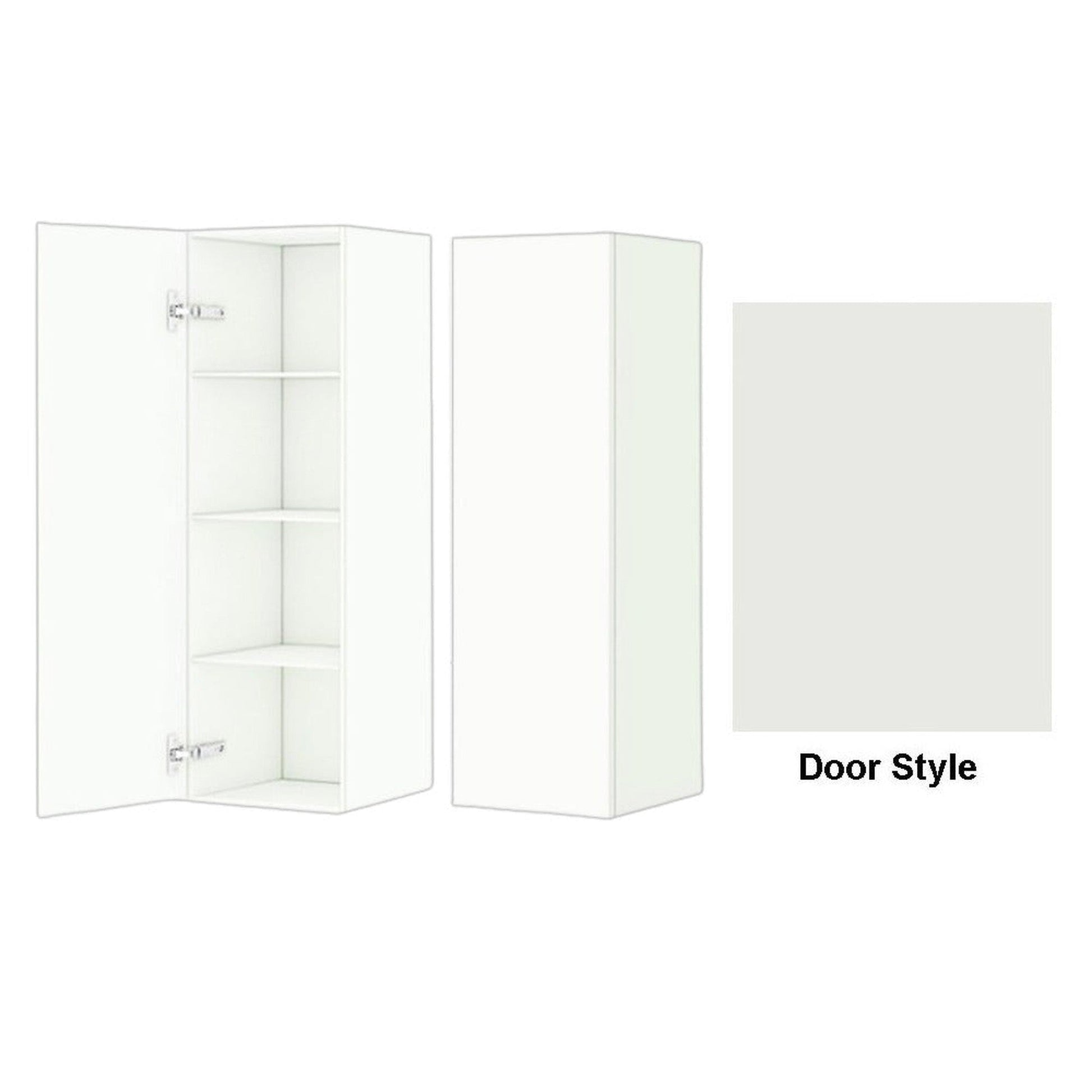 DM Bath 12" x 37" Whitewash Maple Stain Wall-Mount Center Storage Tower with Slab Door Style