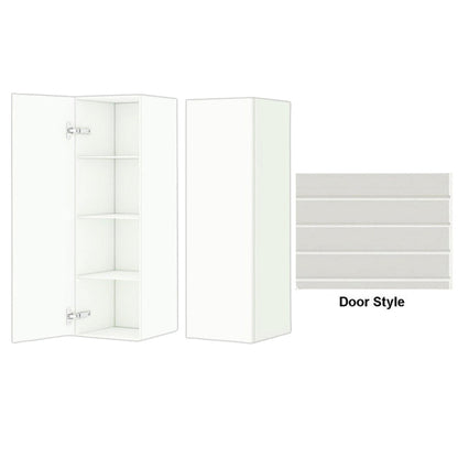 DM Bath 12" x 37" Winter Maple Stain Wall-Mount Center Storage Tower with Horizontal Groove Wide Door Style