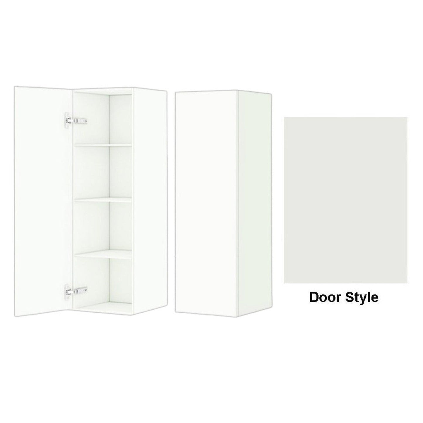 DM Bath 12" x 37" Winter Maple Stain Wall-Mount Center Storage Tower with Slab Door Style