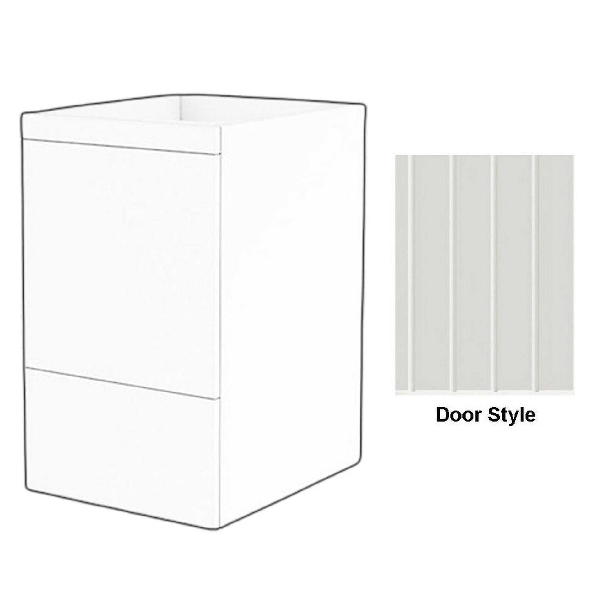 DM Bath 18" Designer White Finish Storage Cabinet Attachment with Groove Wide Door Style