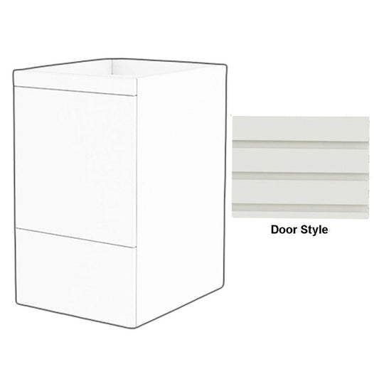 DM Bath 18" Whitewash Maple Stain Storage Cabinet Attachment with Horizontal Flutted Wide Door Style