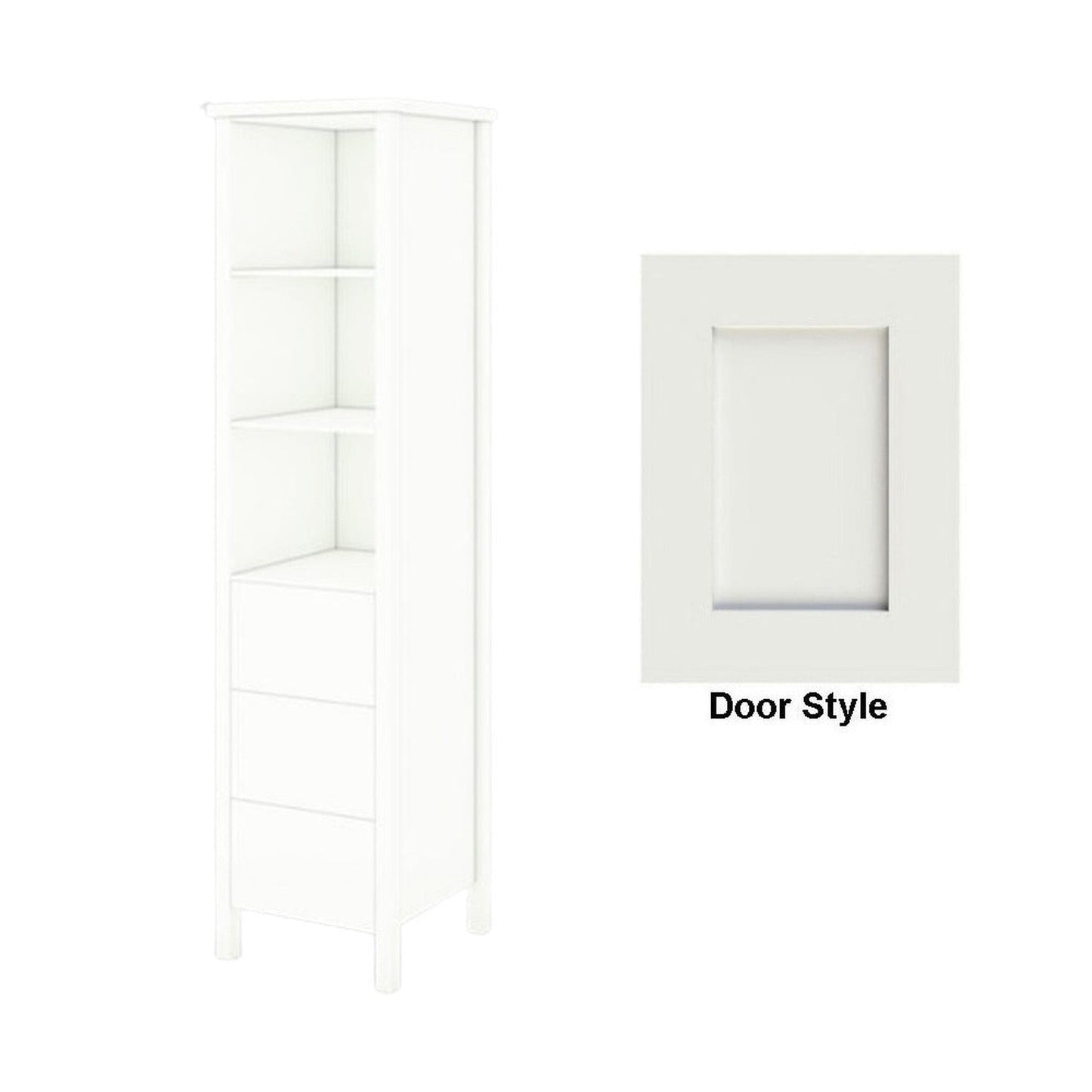 DM Bath 18" x 80" Designer White Finish Freestanding Linen Storage Tower with 2" Shaker Door Style