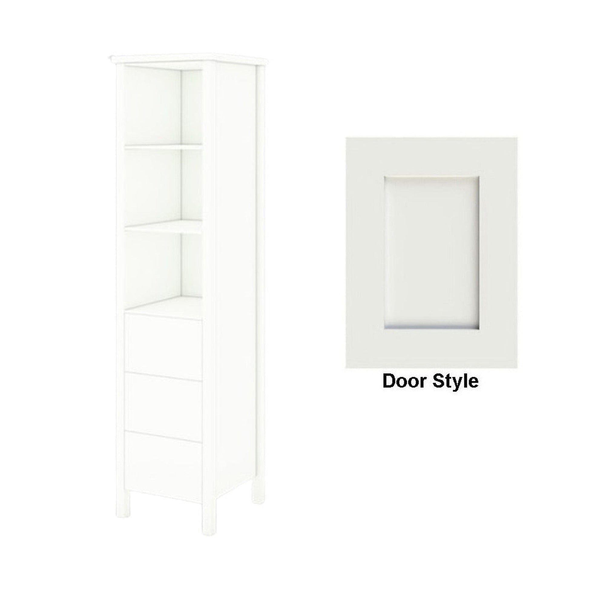 DM Bath 18" x 80" Designer White Finish Freestanding Linen Storage Tower with 2" Shaker Door Style