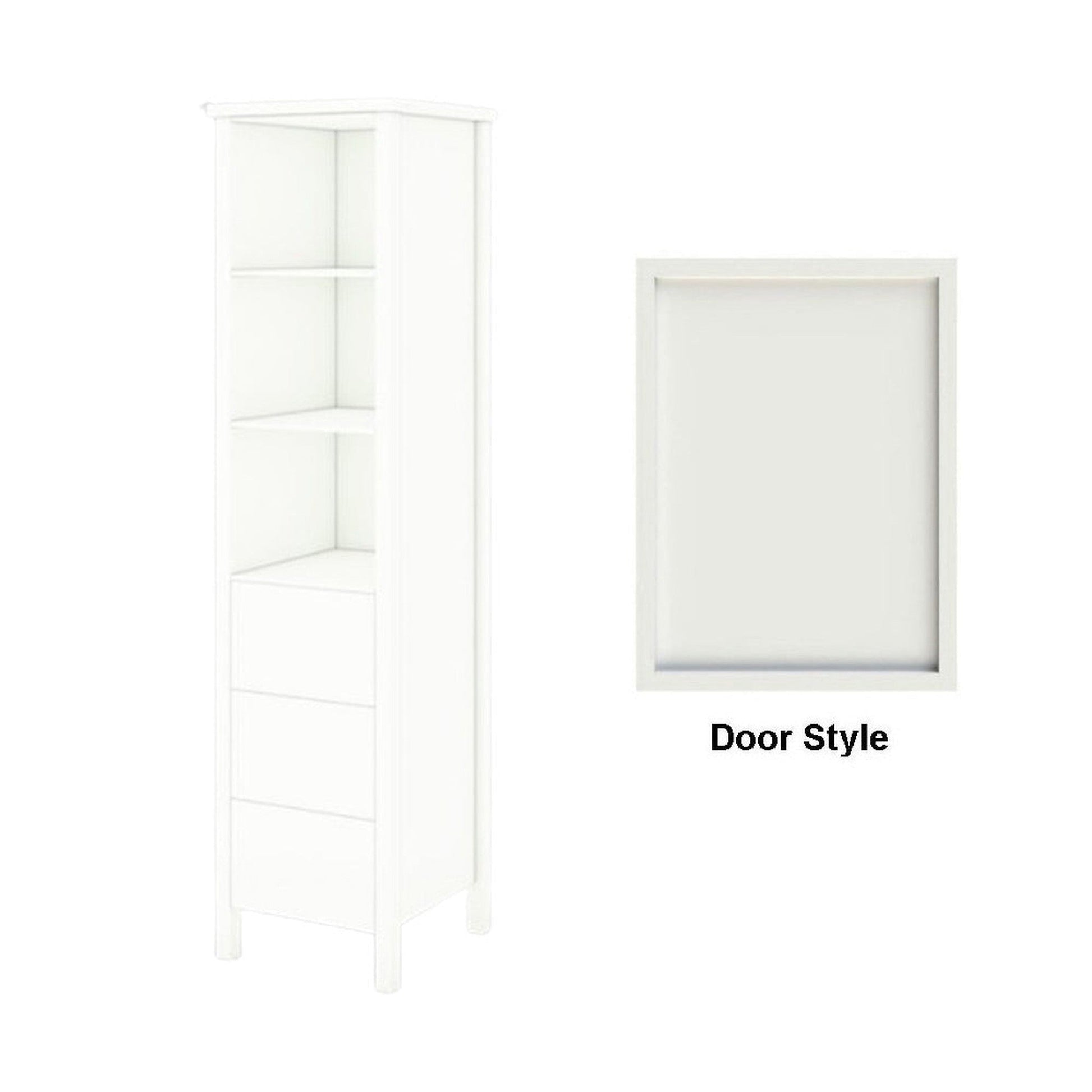 DM Bath 18" x 80" Designer White Finish Freestanding Linen Storage Tower with Slim Shaker Door Style