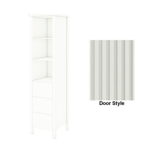 DM Bath 18" x 80" Navy Blue Finish Freestanding Linen Storage Tower with Flutted Narrow Door Style