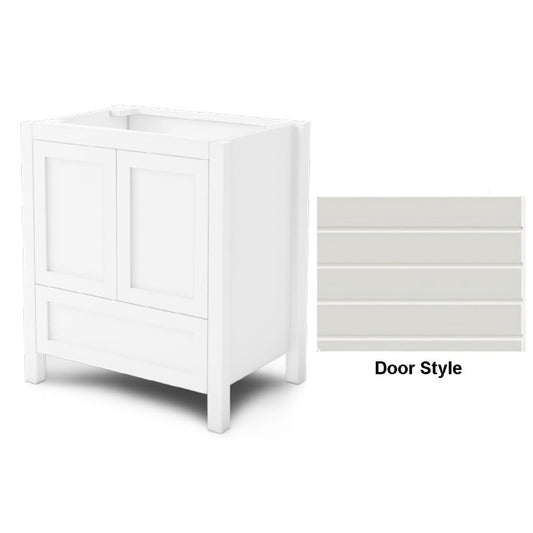 DM Bath 24" Designer White Finish Freestanding Bathroom Vanity with Horizontal Groove Wide Door Style