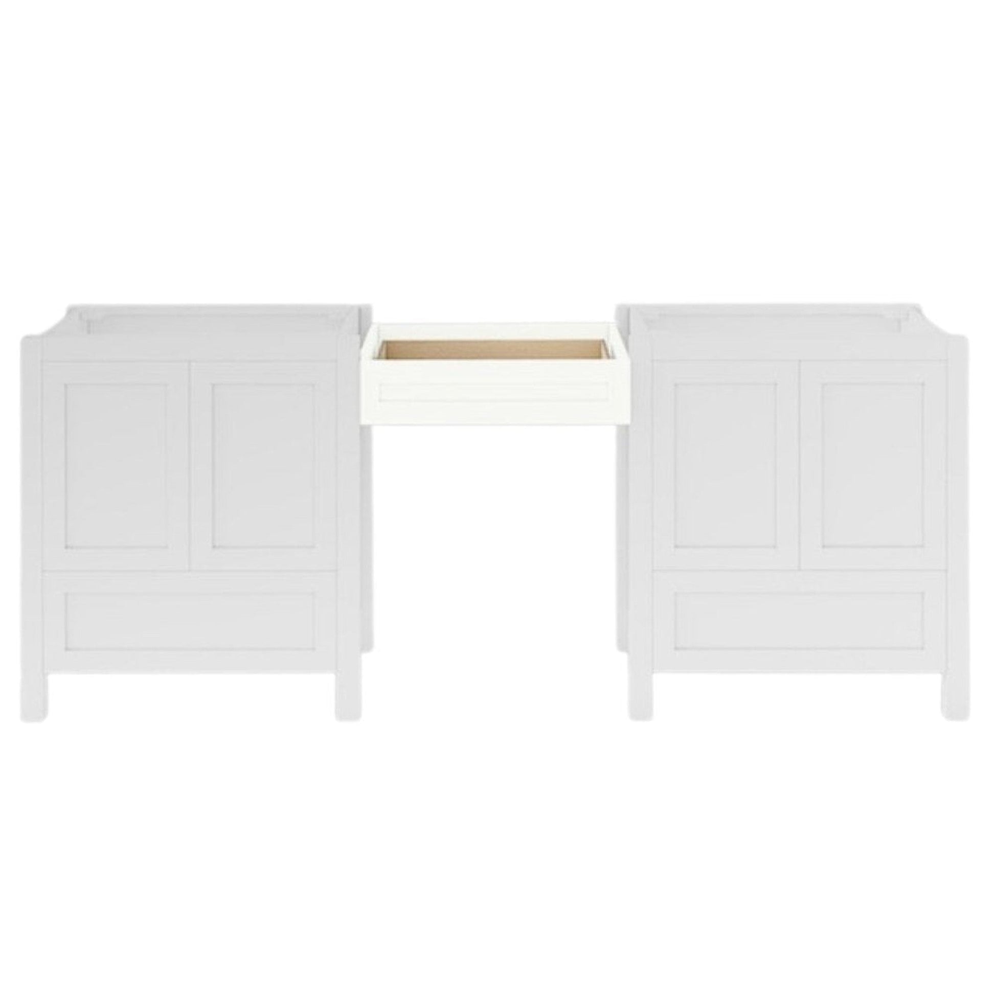 DM Bath 24" Iron Grey Finish Make-Up Drawer Attachment with Horizontal Flutted Narrow Door Style