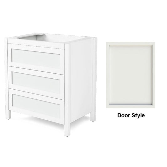 DM Bath 30" Blue Grey Finish Freestanding 3-Drawer Cabinet with Slim Shaker Door Style