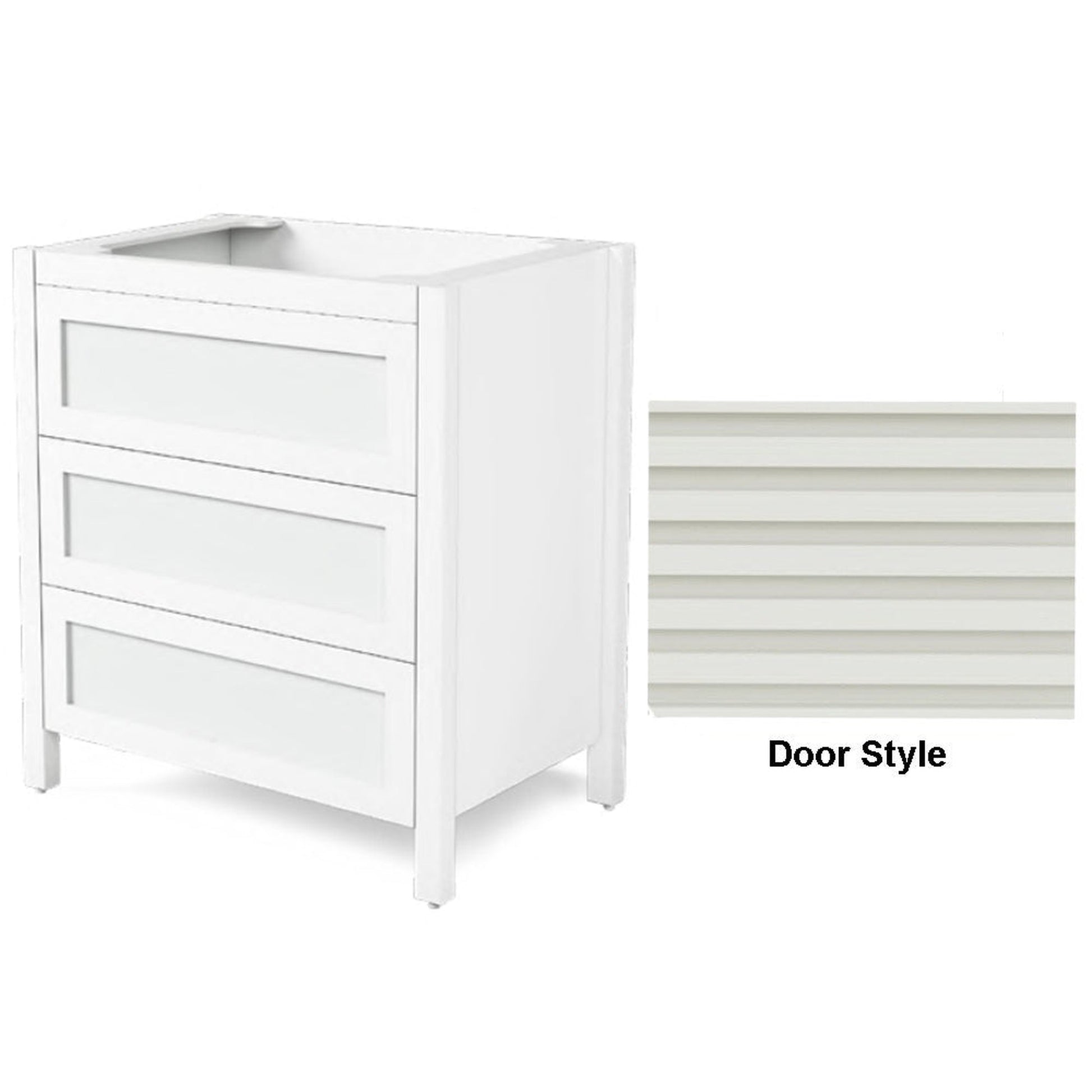 DM Bath 30" Dark Teal Finish Freestanding 3-Drawer Cabinet with Horizontal Flutted Narrow Door Style