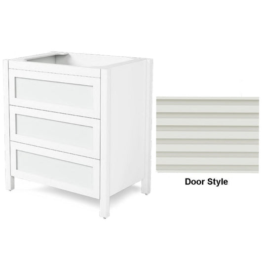 DM Bath 30" Dark Teal Finish Freestanding 3-Drawer Cabinet with Horizontal Flutted Narrow Door Style