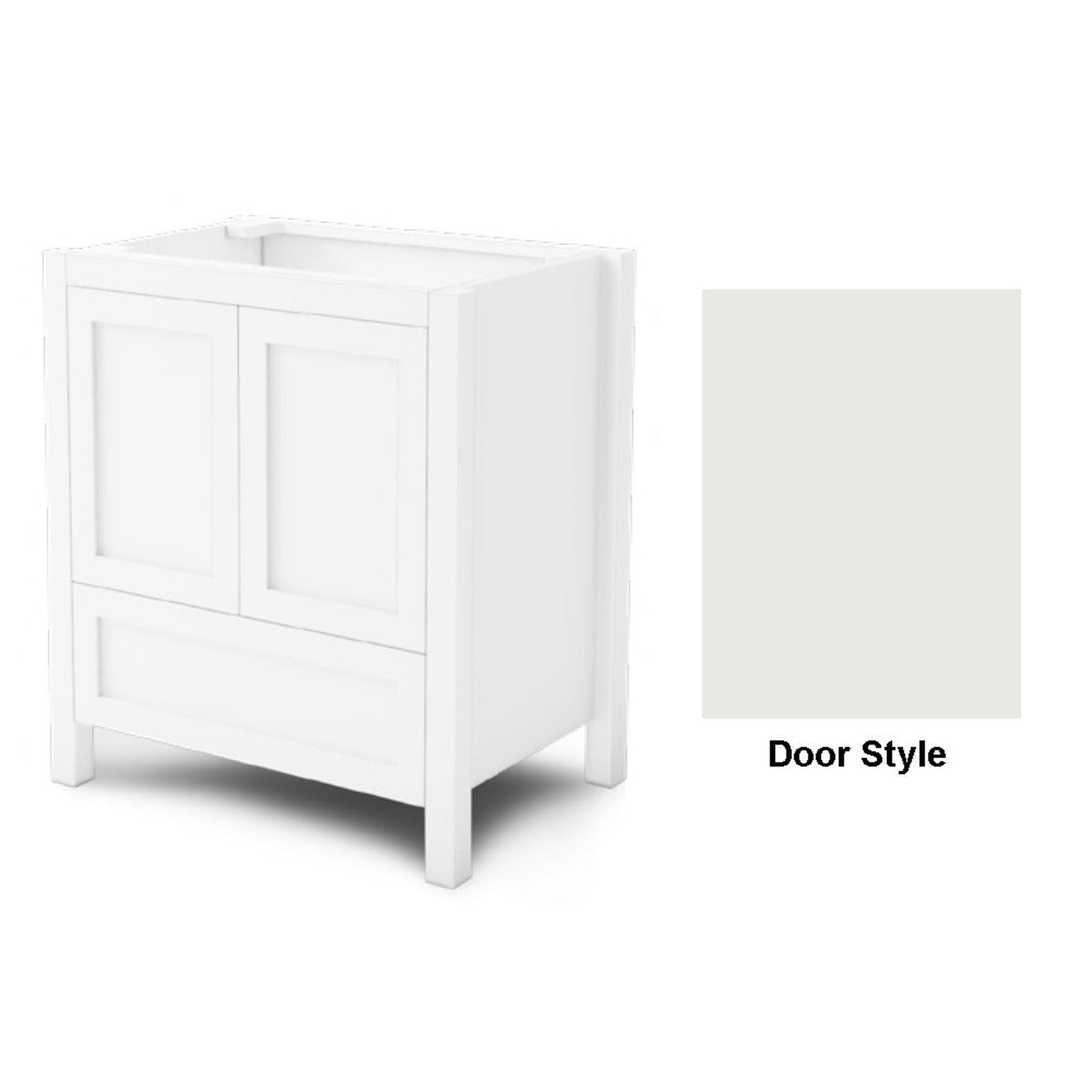DM Bath 30" Designer White Finish Freestanding Bathroom Vanity with Slab Panel Door Style