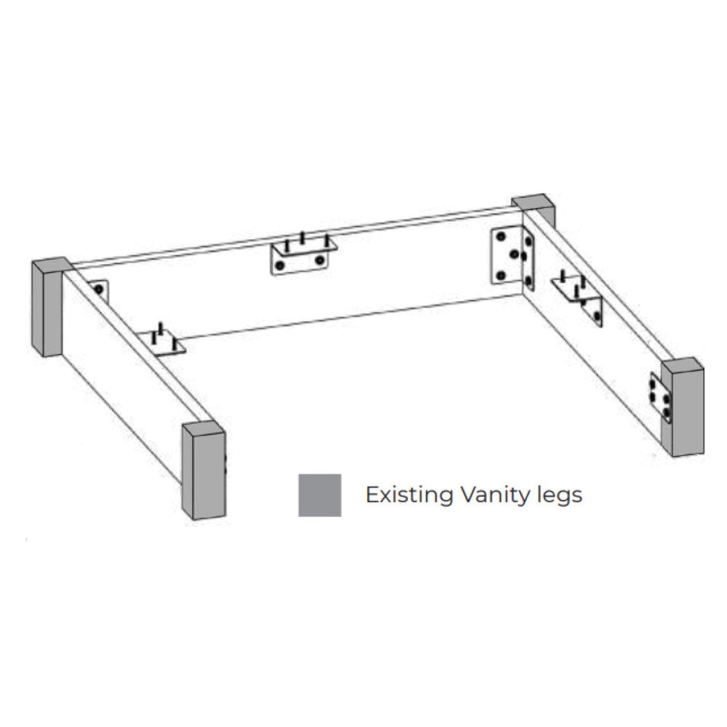 DM Bath 4" 3-Pieces Light Greige Finish Kickplate Set for 24" Freestanding Vanity Cabinet