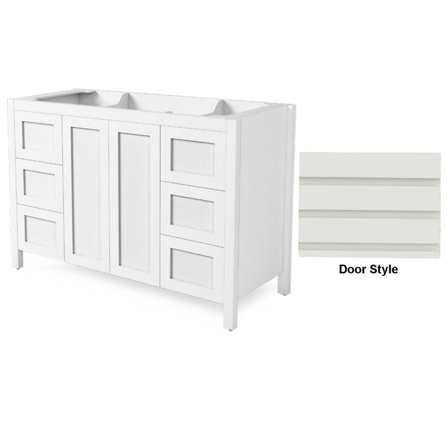 DM Bath 42" Whitewash Maple Stain Freestanding Bathroom Vanity with Horizontal Flutted Wide Door Style