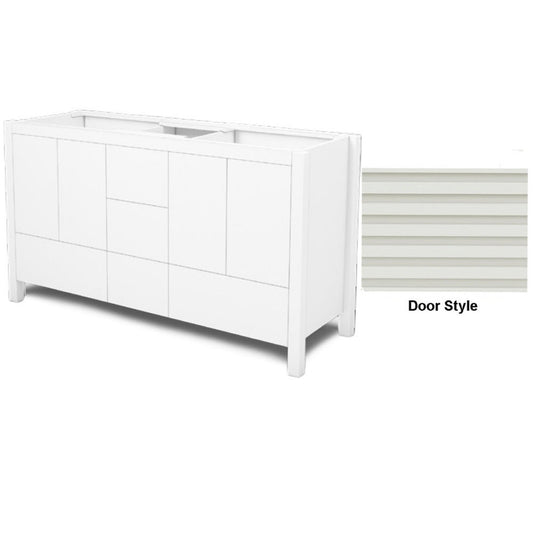 DM Bath 60" Dark Teal Finish Freestanding Double Bathroom Vanity with Horizontal Flutted Narrow Door Style