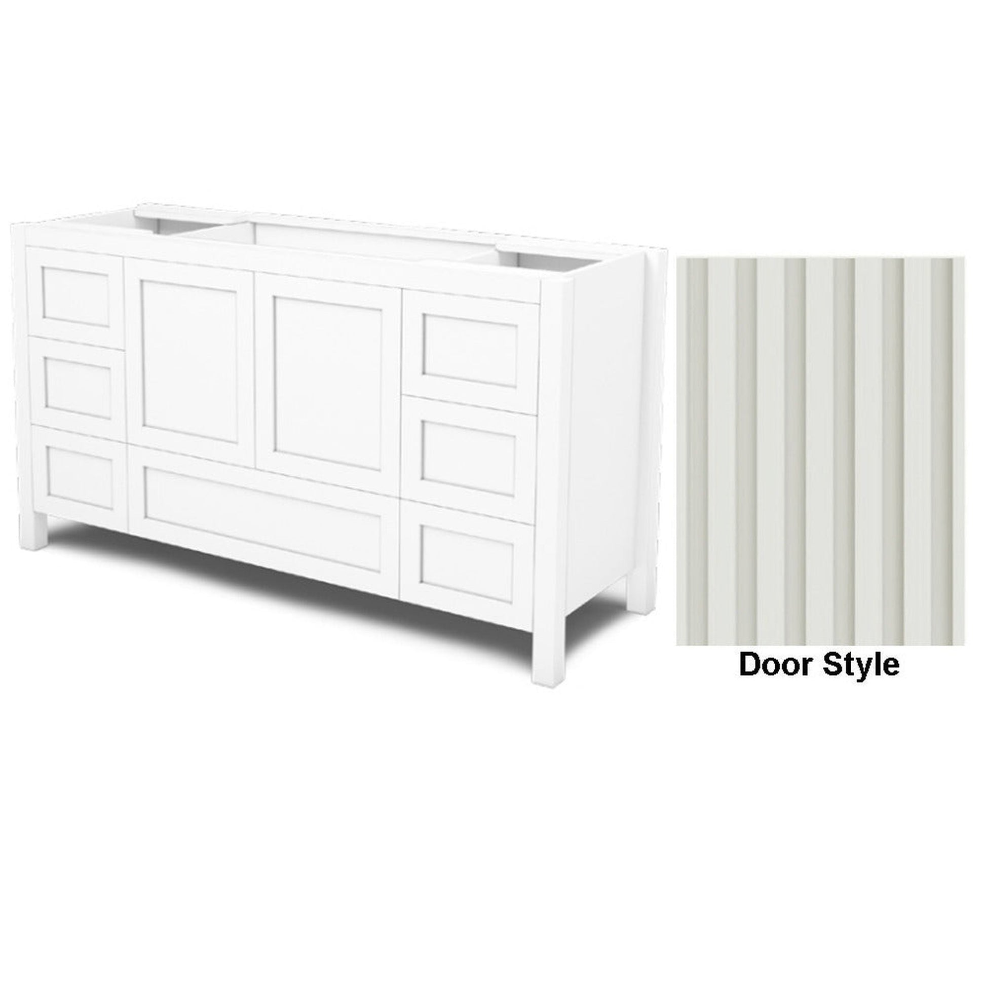 DM Bath 60" Sage Green Finish Freestanding Bathroom Vanity with Flutted Narrow Door Style