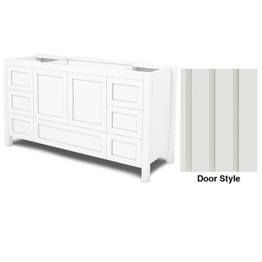 DM Bath 60" Whitewash Maple Stain Freestanding Bathroom Vanity with Flutted Wide Door Style