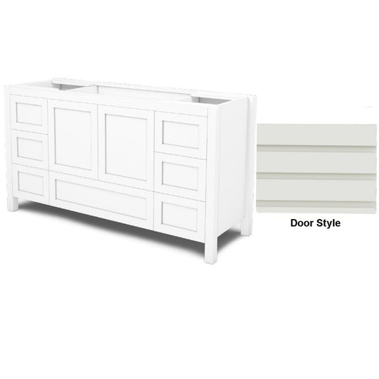 DM Bath 60" Winter Maple Stain Freestanding Bathroom Vanity with Horizontal Flutted Wide Door Style