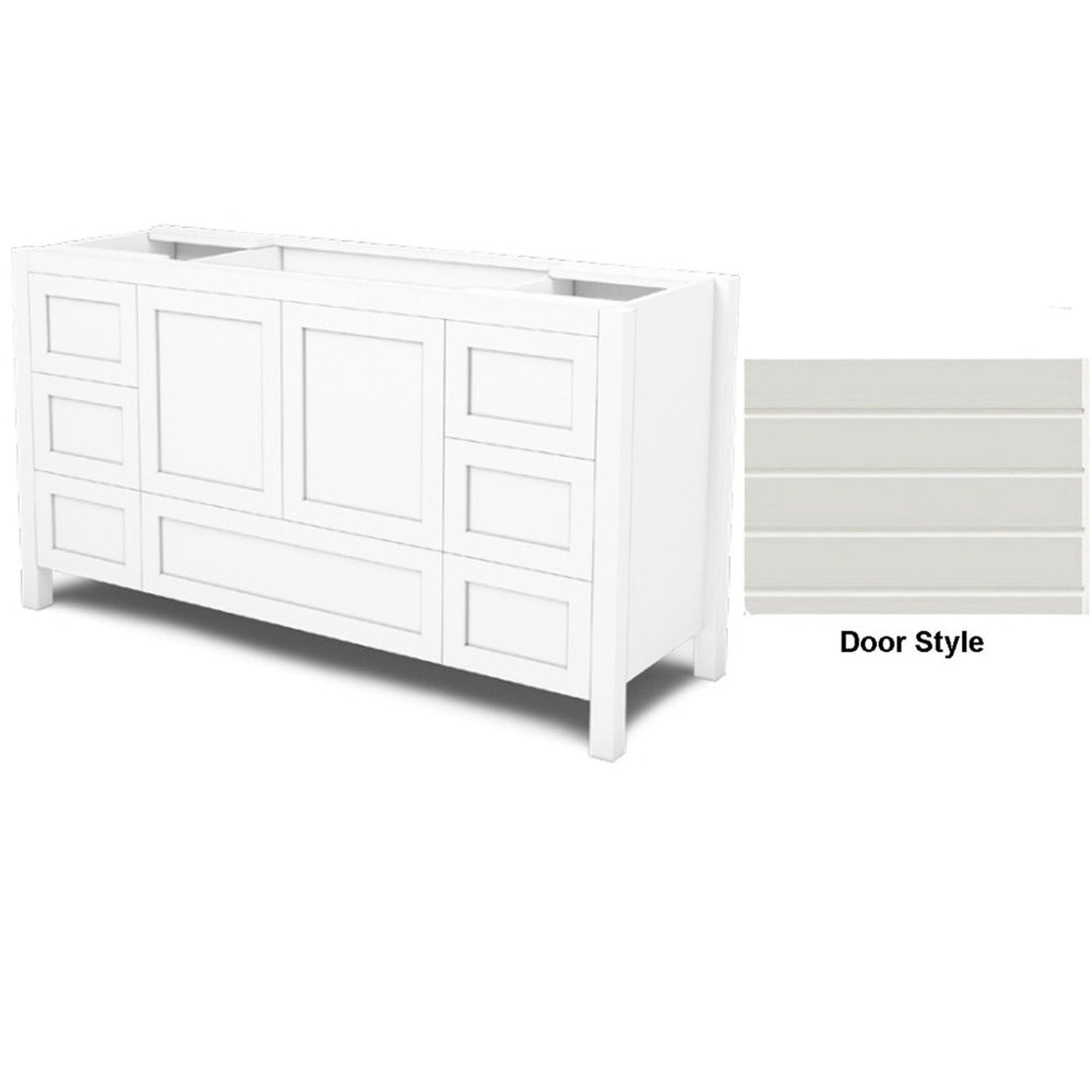 DM Bath 60" Winter Maple Stain Freestanding Bathroom Vanity with Horizontal Groove Wide Door Style