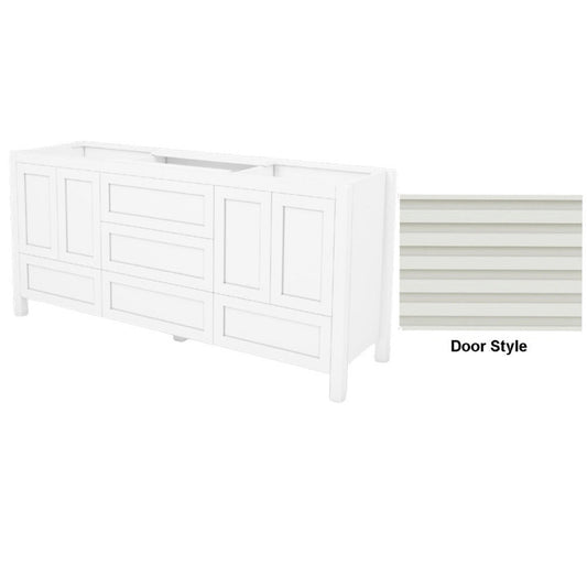 DM Bath 72" Dark Greige Finish Freestanding Double Bathroom Vanity with Horizontal Flutted Narrow Door Style