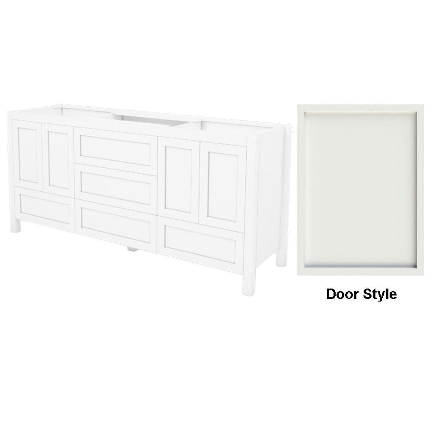 DM Bath 72" Dark Teal Finish Freestanding Double Bathroom Vanity with Slim Shaker Door Style