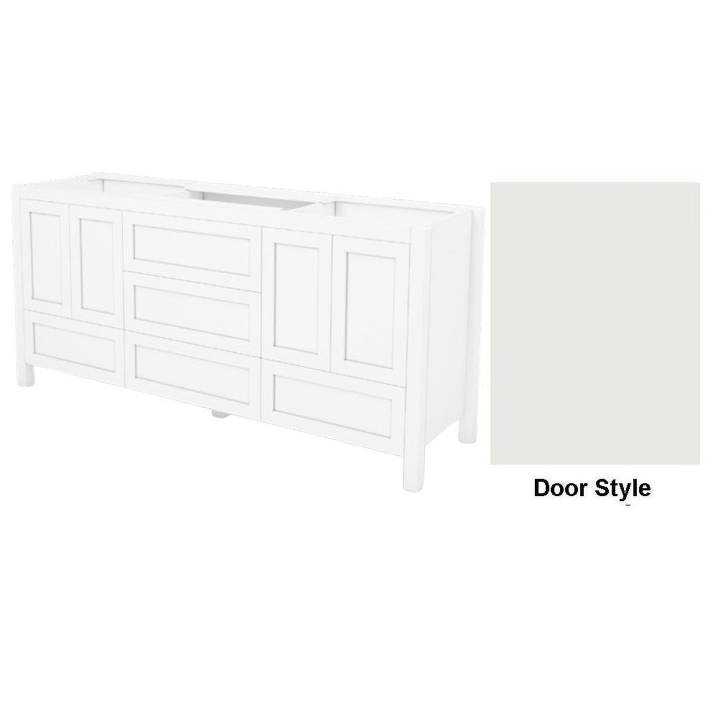 DM Bath 72" Designer White Finish Freestanding Double Bathroom Vanity with Slab Door Style