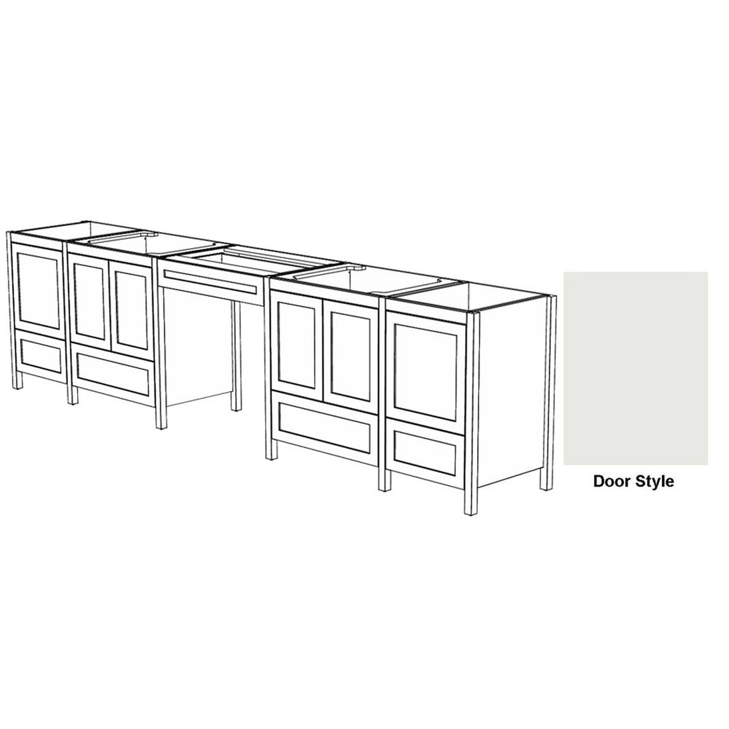 DM Bath AMIRA Combo 123" Iron Grey Finish Freestanding Bathroom Vanity Modular Set with Slab Door Style