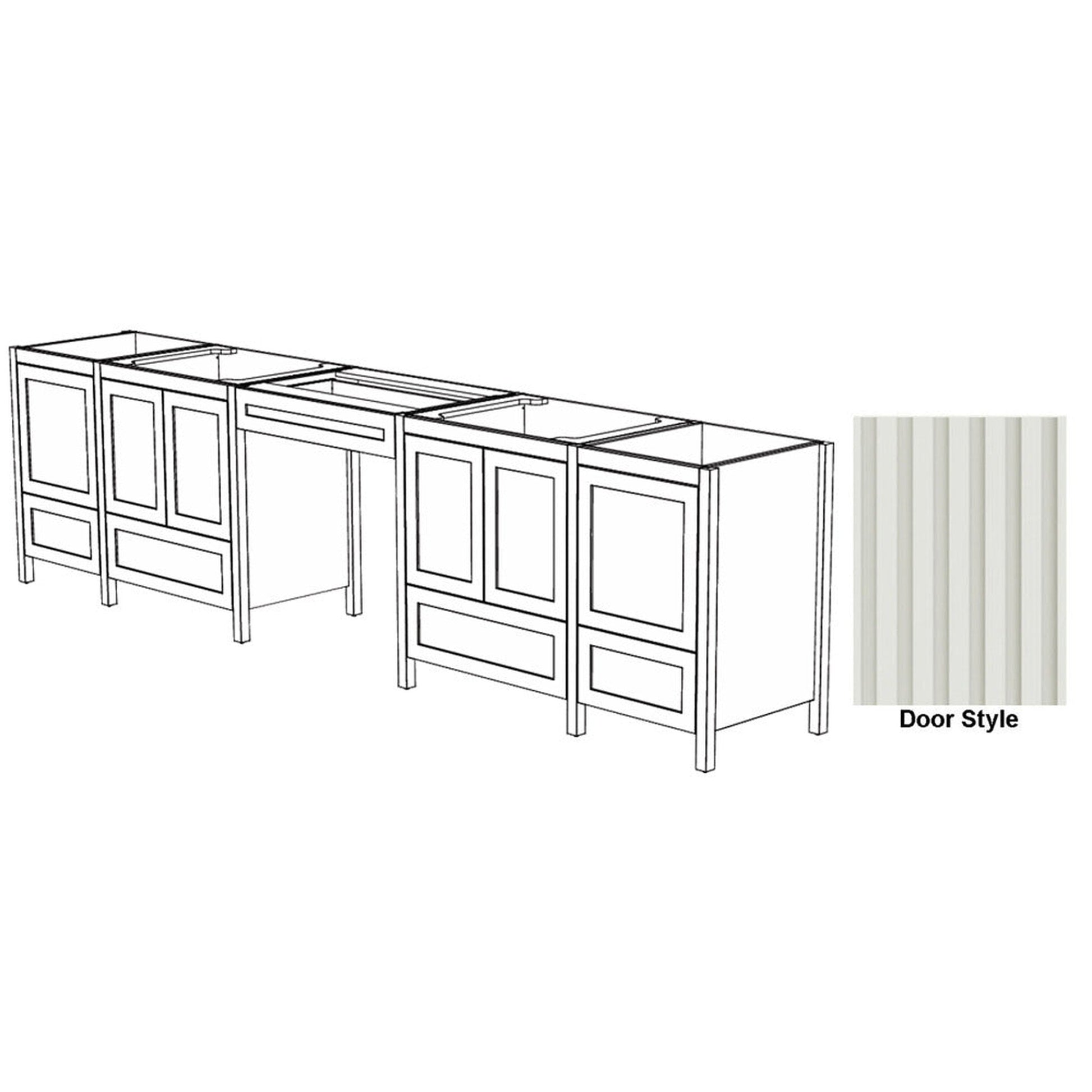 DM Bath AMIRA Combo 123" Light Greige Finish Freestanding Bathroom Vanity Modular Set with Flutted Narrow Door Style