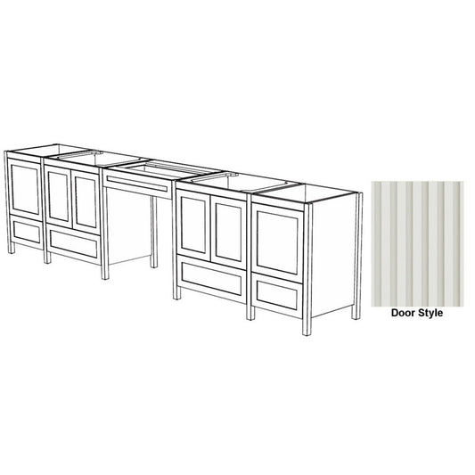 DM Bath AMIRA Combo 123" Light Greige Finish Freestanding Bathroom Vanity Modular Set with Flutted Narrow Door Style