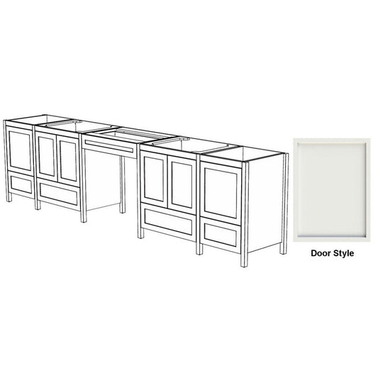 DM Bath AMIRA Combo 123" Light Taupe Finish Freestanding Bathroom Vanity Modular Set with Slim Shaker Door Style